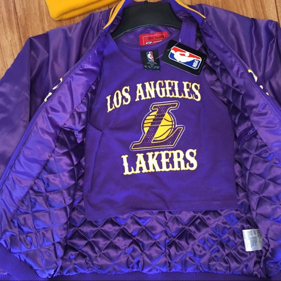 2 pc Lakers crop top and jacket - Picture 1 of 6
